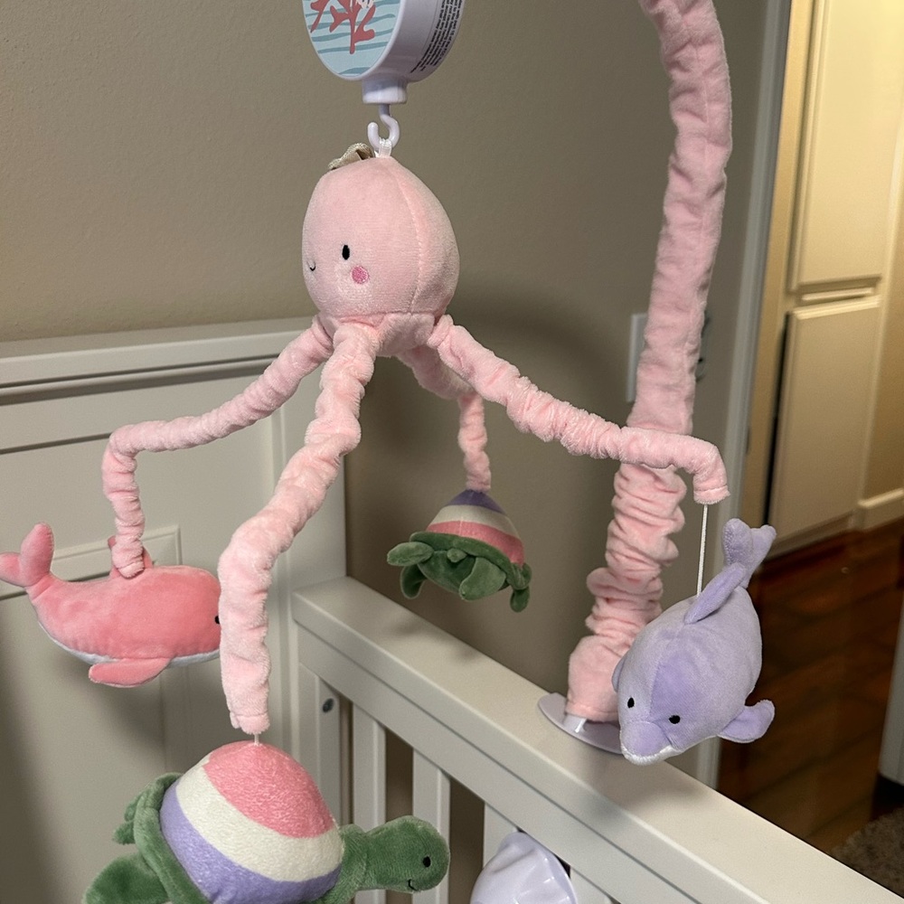 Pink Octopus Plush Baby Mobile - Picture 2 of 5